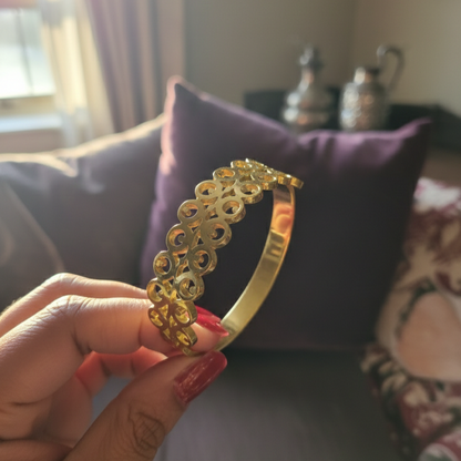 Gold Look Anti Tarnish Adjustable Bracelet With Earrings