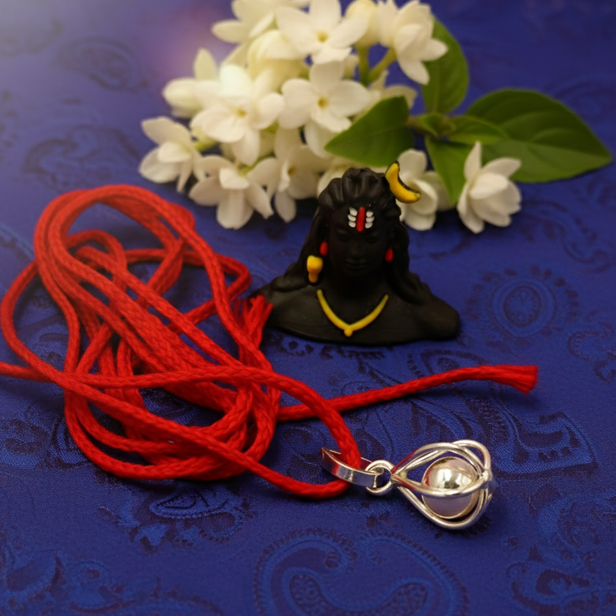Silver Cage Ball Locket For Rahu – Pinjra Goli