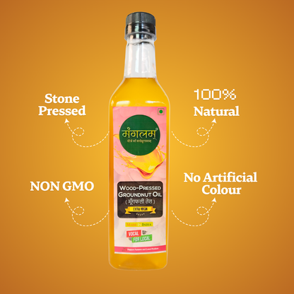 Cold-Pressed Groundnut Oil – Pure, Natural & Spiritually Energizing Stone-Pressed for Divine Purity & Wellness (1L)