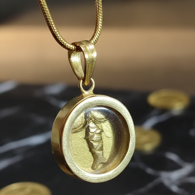 Fish Locket For Rahu Upay - Panchdhatu Locket Fish In Water - Free Chain