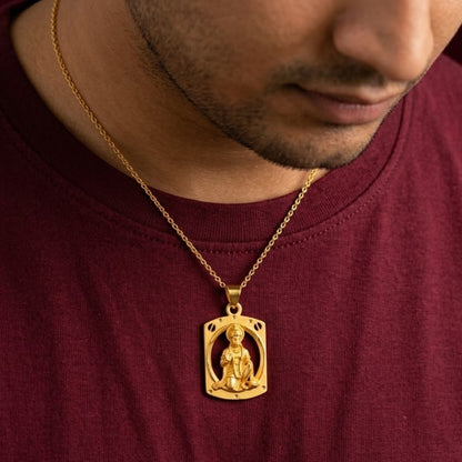 Hanuman Ji - 22 Carat Gold Plated Locket With Chain
