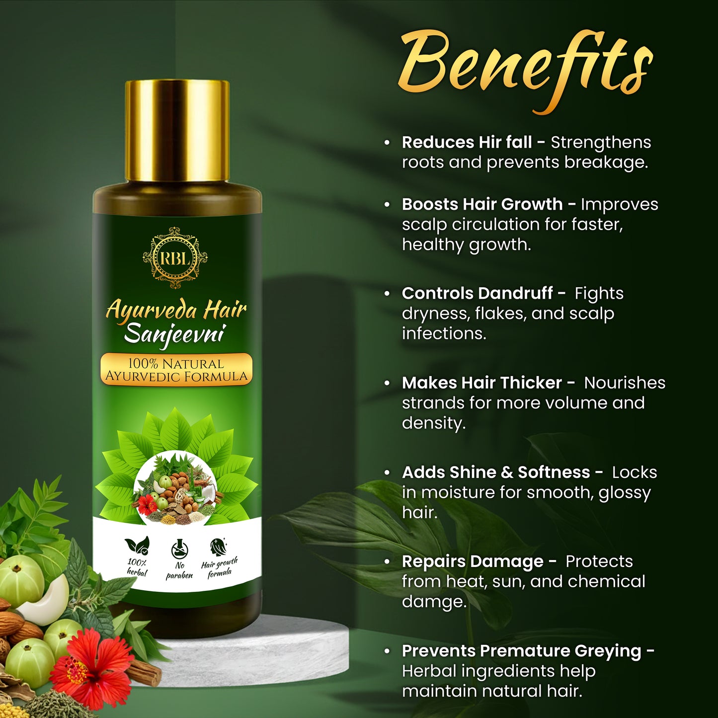 Ayurvedic Hair Oil - 21 Essential Herbs - Homemade Formula