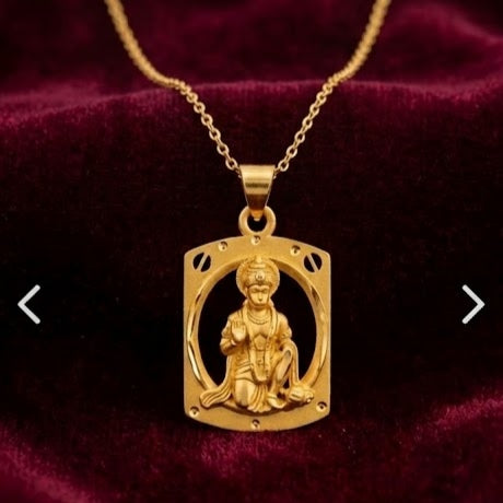 Hanuman Ji - 22 Carat Gold Plated Locket With Chain