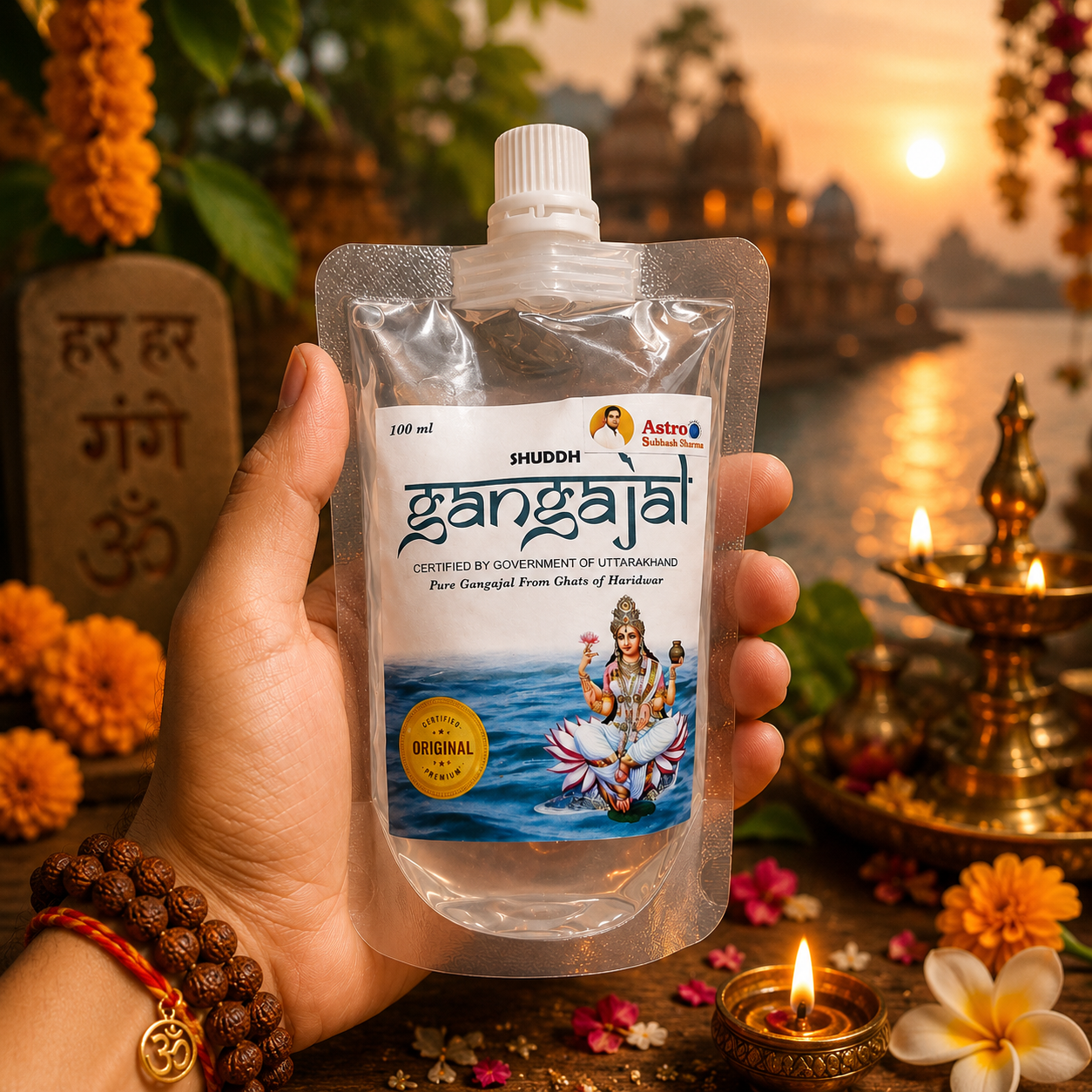 Hariki Poudi Certified and Pure Ganga Jal for Pooja 100 ML ( Pack Of 2)