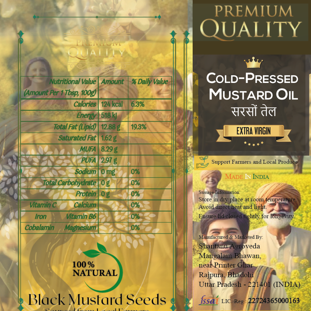 Cold-Pressed Mustard Oil – Pure, Natural & Spiritually Empowering | Stone-Pressed for Strength, Vitality & Divine Balance (1L)
