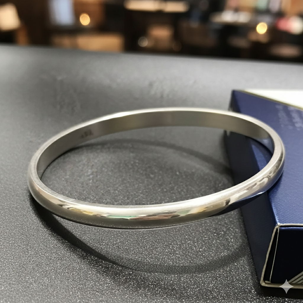 Silver kada - Pure Silver Tridhatu Kada -Simple & Sikhi Design Kada