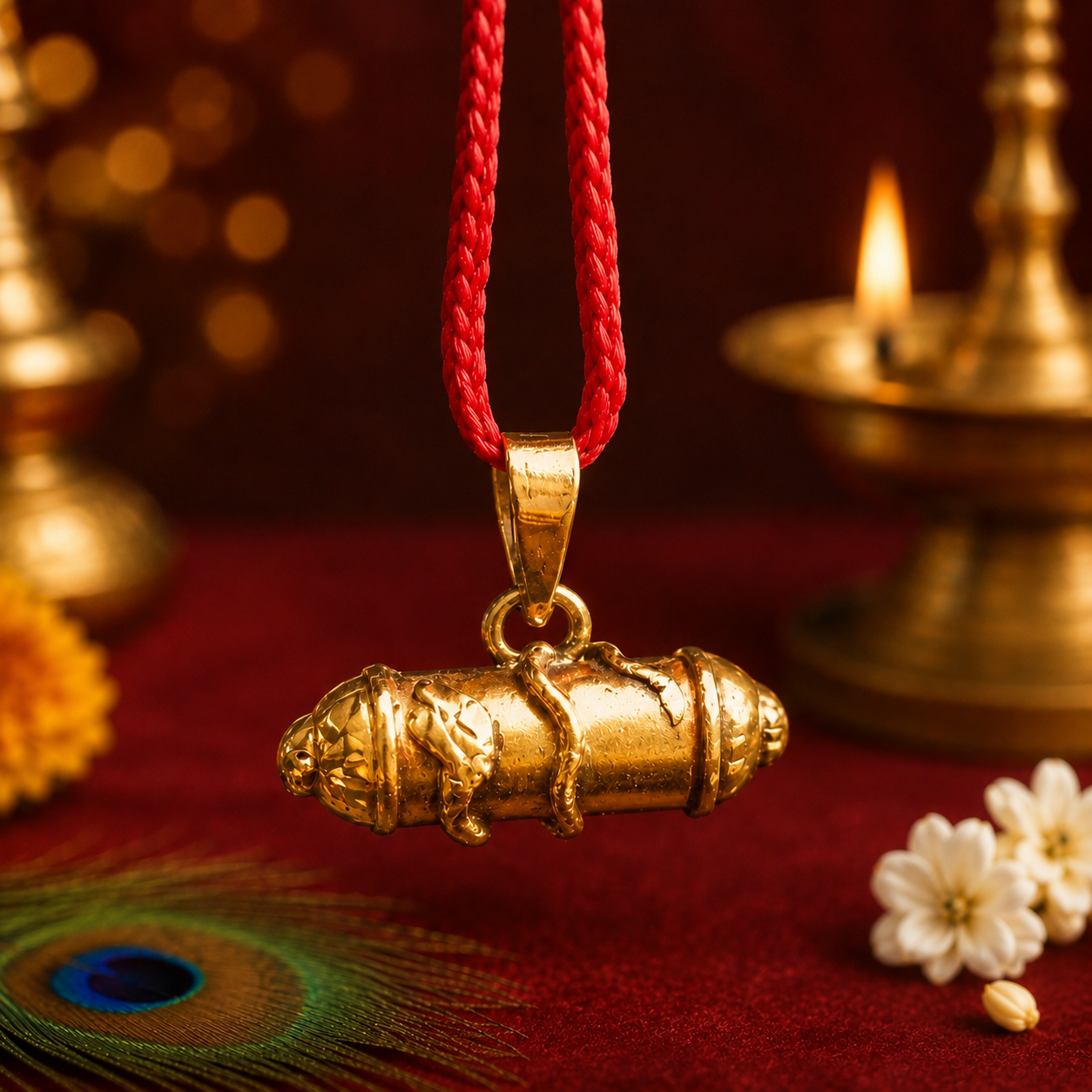 Kaal Sarp Dosh Panchdhatu Tavij With 22 Carat Gold Plated Chain