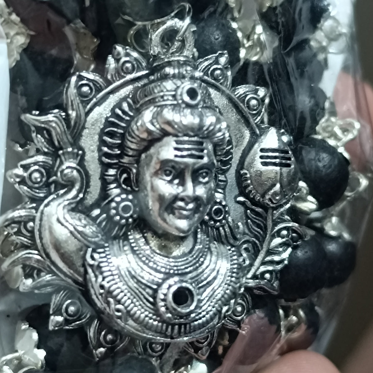 Karungali Mala - Silver Plating Metal Cap - 7mm 54 Beads