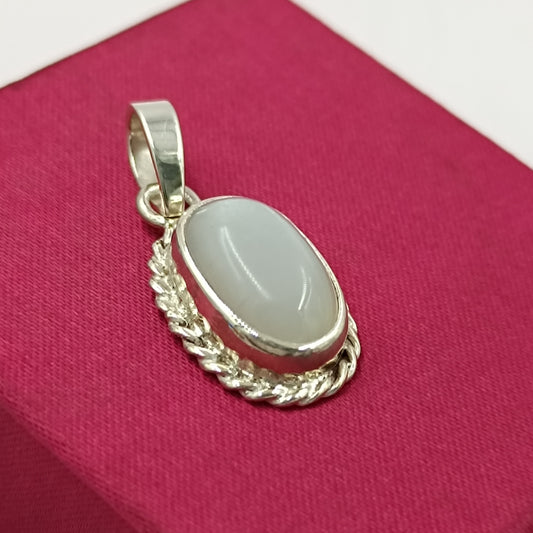 Moon Stone - White Fire Energized Chandra Stone - 9 Ratti Silver Ring or Locket