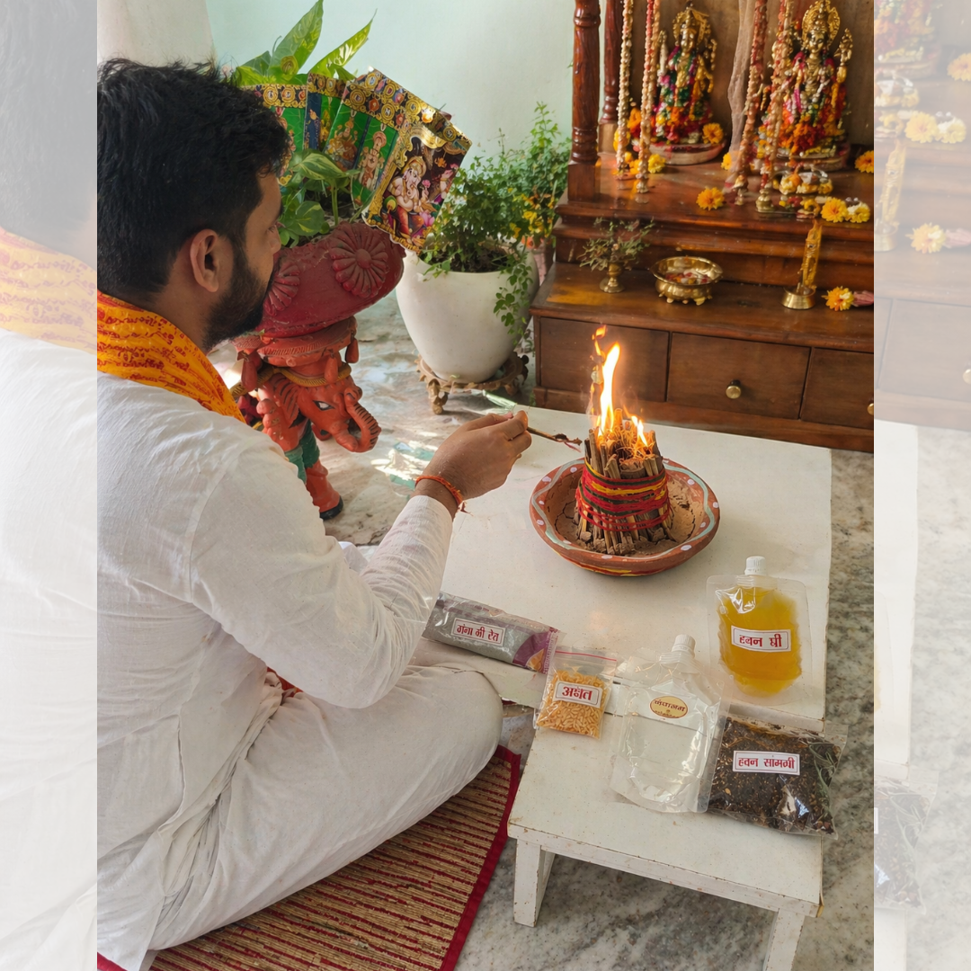 Navgrah Shanti Havan Kit | Complete Sacred Fire Ritual Set | Gangajal, Ganga Ki Reti, Akshat & Desi Ghee Included