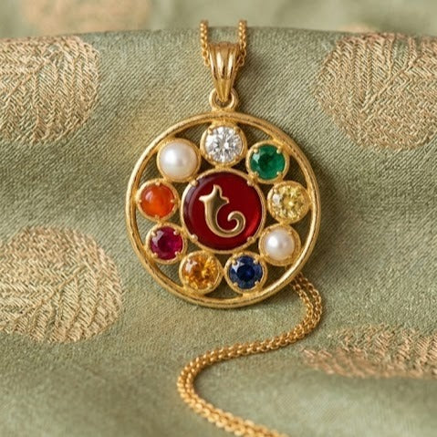 Navratna - Navgrah Ring or Locket - Nine Planets Gemstone Panchdhatu