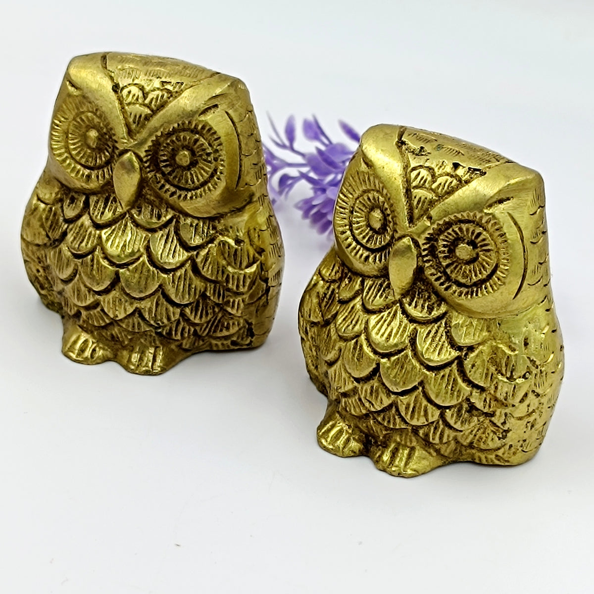Owl Set For Wealth & Finance - Protect Your Home From Evil Eye - Brass Metal