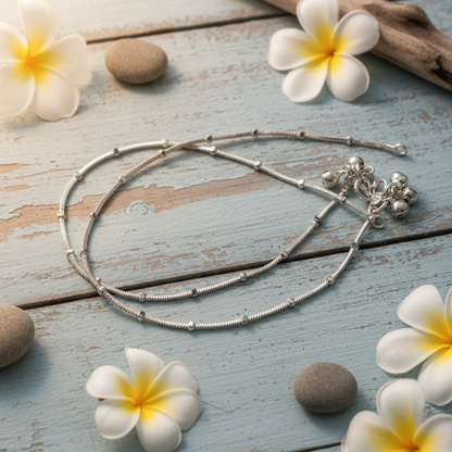 Silver Cut Design Anti Tarnish Premium Anklets Daily or Office Wear