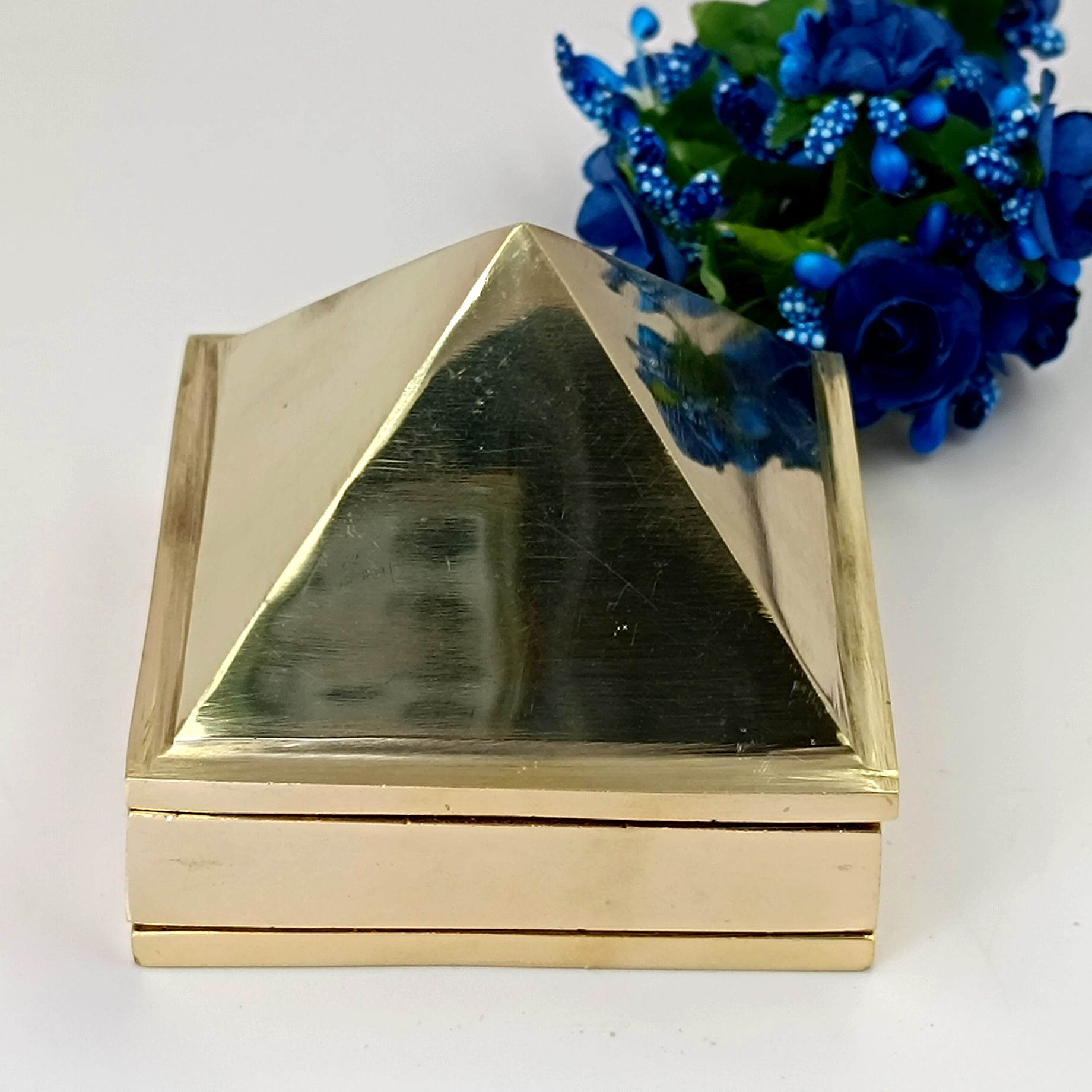 Vastu Correction Energized Brass Pyramid - Brass Made - 4 By 4 Inches - 850gm