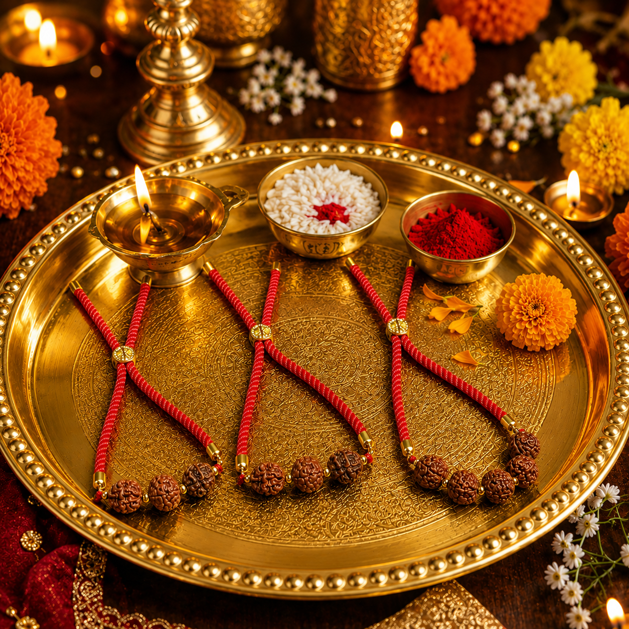 Pavitra Rudraksha Rakhi + Free 20gm Kashi Chandan & Akshat Kumkum