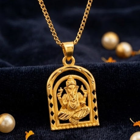 Ganesh Locket - 22 Carat Gold Plated with Chain Set