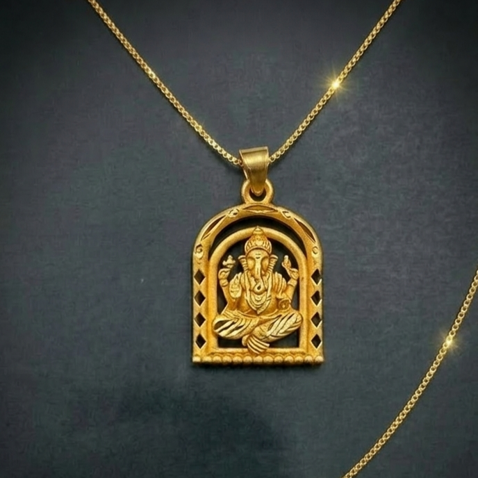 Ganesh Locket - 22 Carat Gold Plated with Chain Set