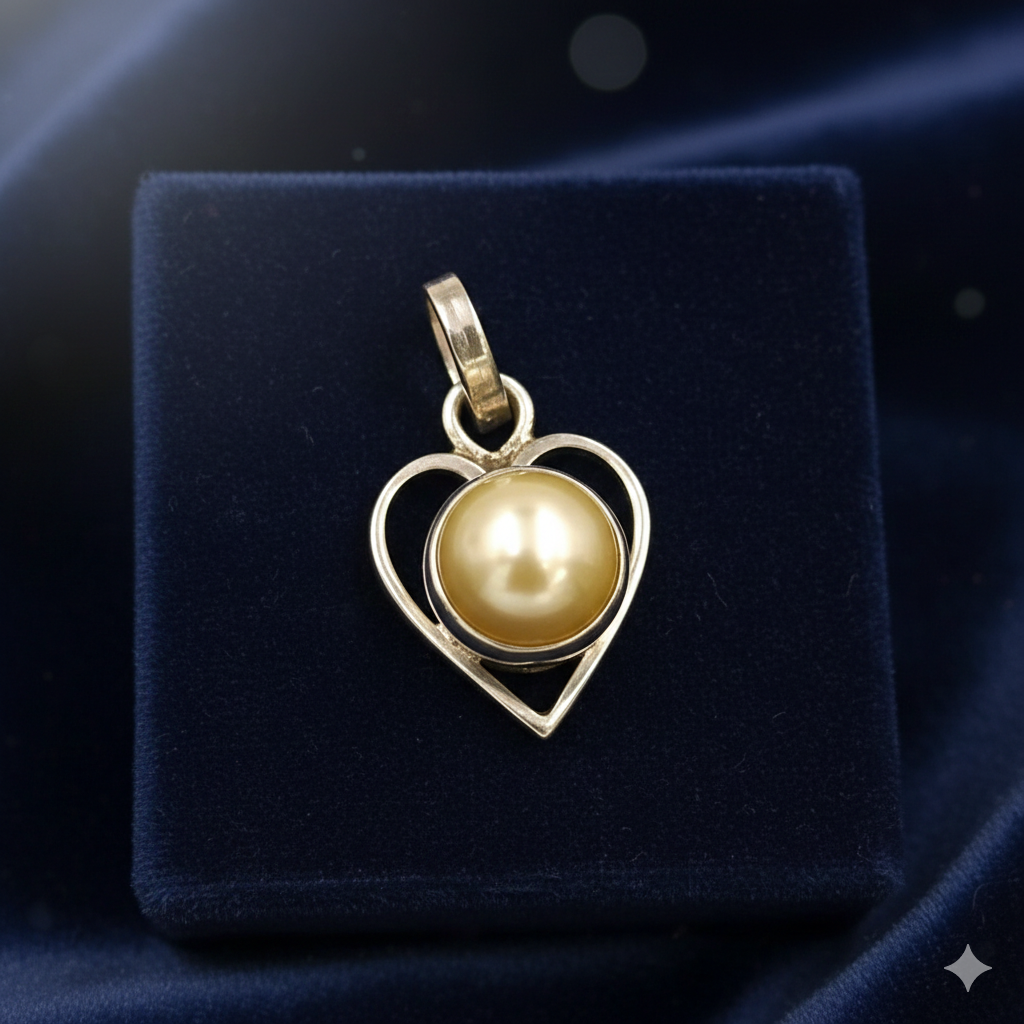Heart Shape Golden Pearl Locket