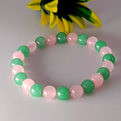 rose quartz green aventurine bracelet 