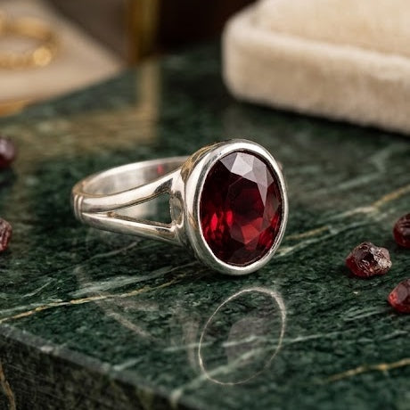 Ruby Manikya Gemstone For Sun In Silver
