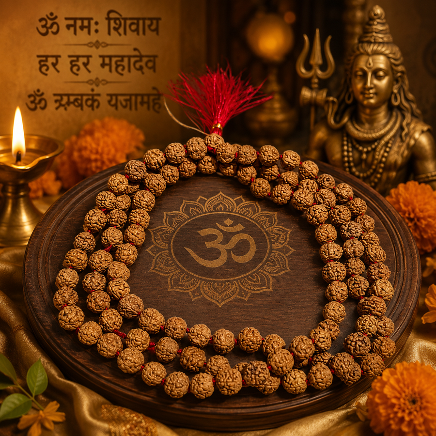 5 Mukhi Rudraksha Mala 108 Beads (7-8 MM)