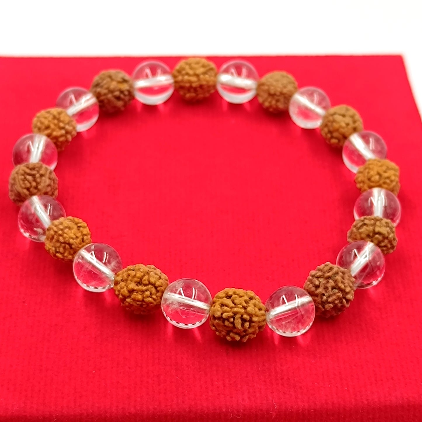 Rudraksha With Clear Quartz Combination Bracelet For Wisdom & Wealth