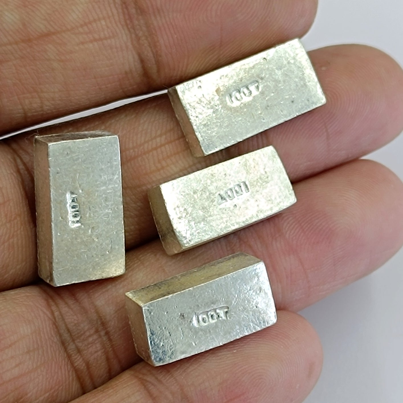 Pure Silver Bricks 100 Percent Pure - Chandi Ki Eent 4 Piece Set 10 grams Each