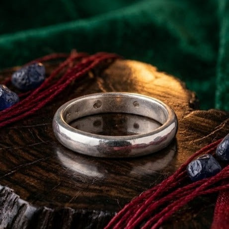 Silver Ring With Copper And Gold Bits Mangal Badh Ring