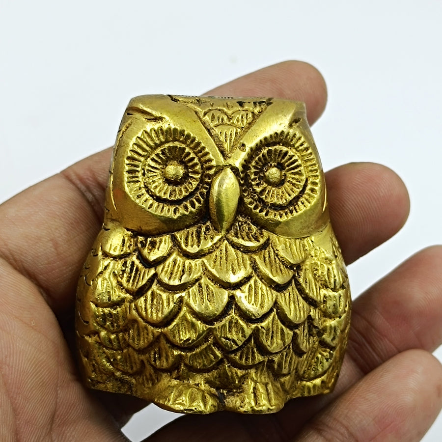 Owl Set For Wealth & Finance - Protect Your Home From Evil Eye - Brass Metal