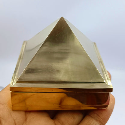 Vastu Correction Energized Brass Pyramid - Brass Made - 4 By 4 Inches - 850gm