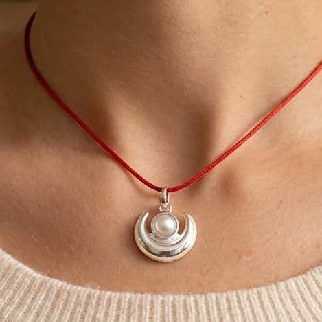 Chandra Locket For Kids - Energized Half Moon White Pearl Locket