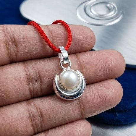 Chandra Locket For Kids - Energized Half Moon White Pearl Locket