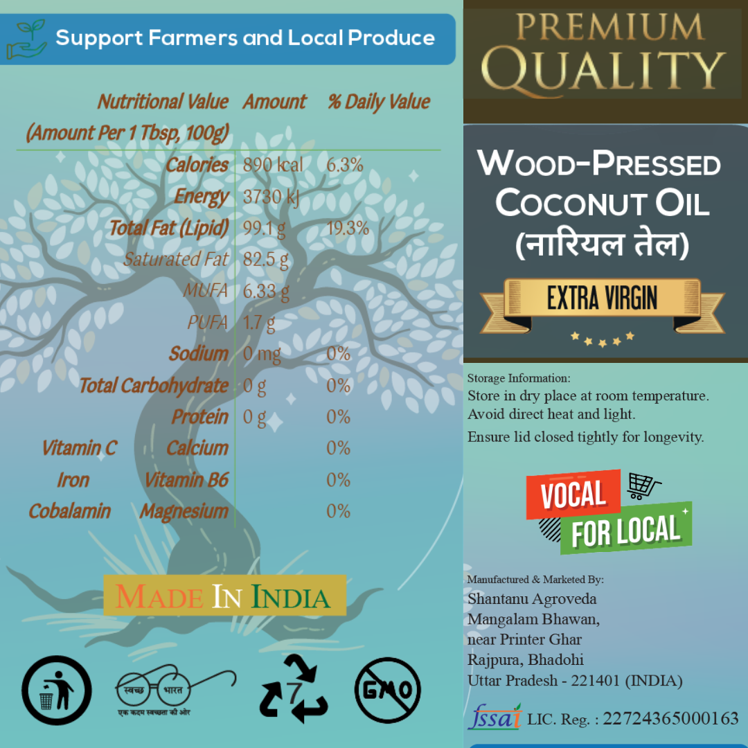 Cold Pressed Virgin Coconut Oil – 100% Natural & Non-GMO (1L)