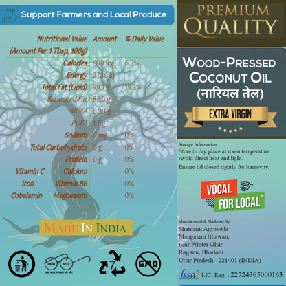 Cold Pressed Virgin Coconut Oil – 100% Natural & Non-GMO (1L)