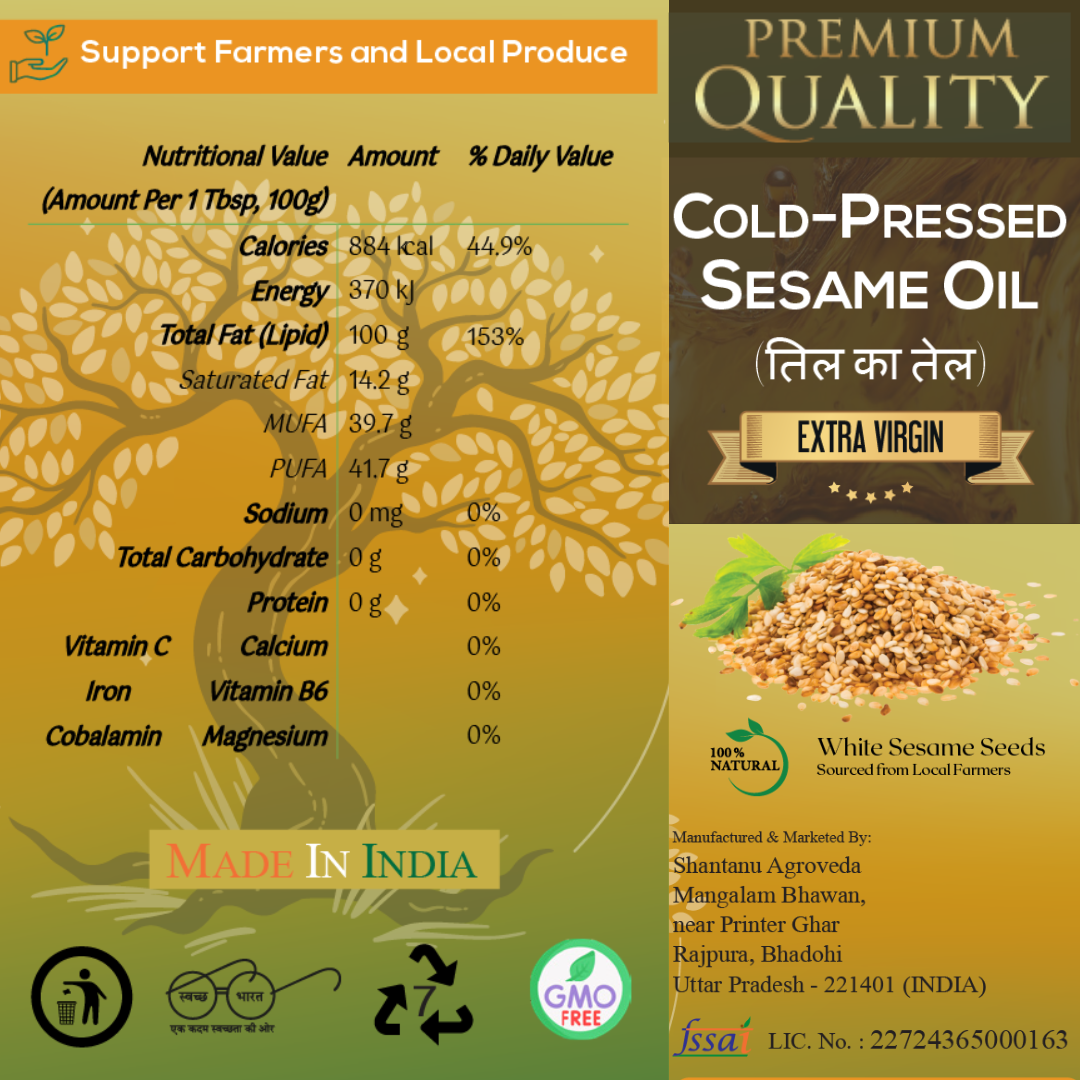 Pure Cold Pressed Sesame (Til) Oil (1L)